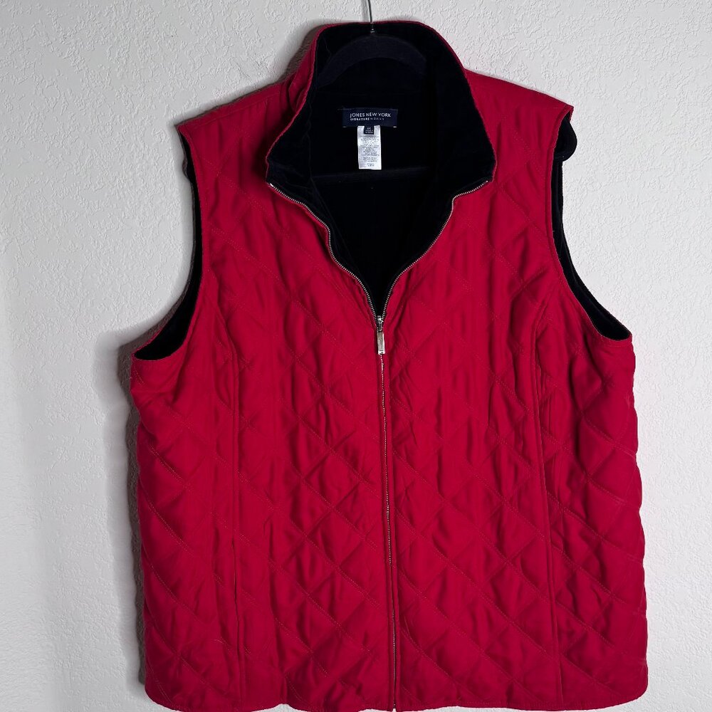 Jones New York Signature Woman Puffer Vest Plus sz 3X Red Quilted Y2K - Picture 2 of 12